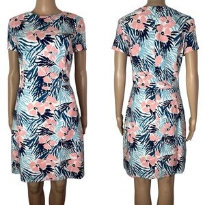 Brooks Brothers Red Fleece Tropical Floral Print Cotton Blend A-Line Shift Dress